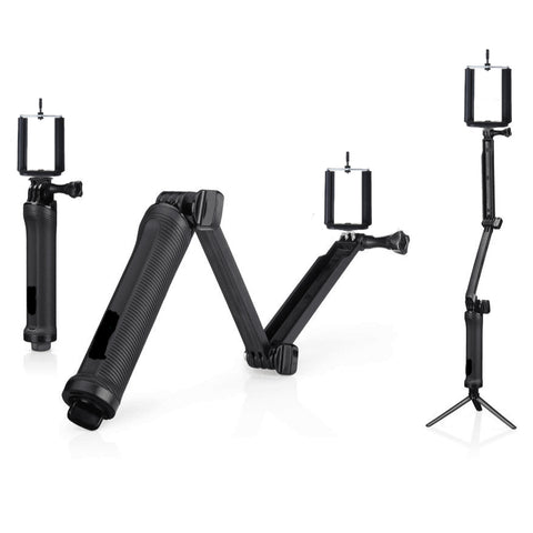 GoPro Style 3-way selfie-stick tri-pod stand for Smartphone Instruction Video Chat