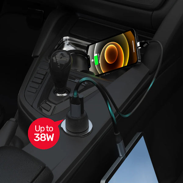 Powertrain Duo 38W Two Ports Car Charger with PD and QC  P1400A