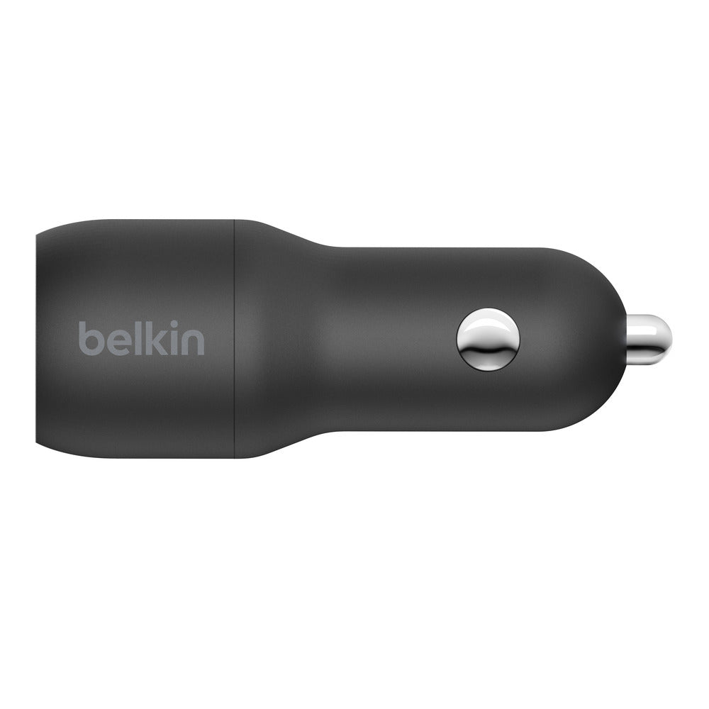 Belkin BoostCharge Dual 24W Car Charger with Lightning Cable - For Apple Devices - Black