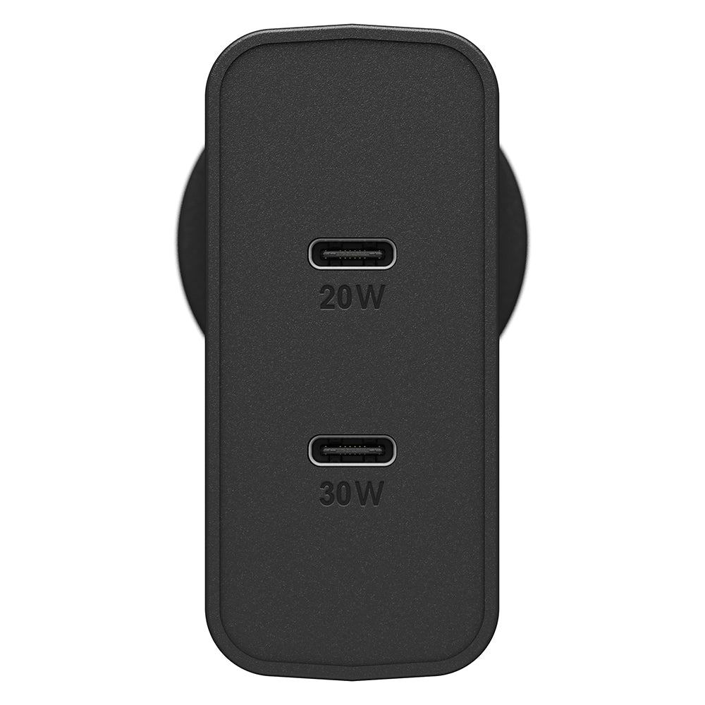 OtterBox USB-C Dual Port Wall Charger 50W Fast Charge-Black / Black