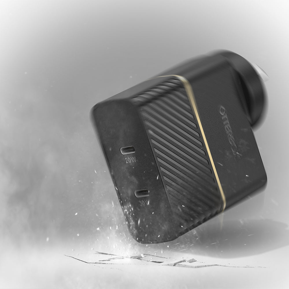 OtterBox USB-C Dual Port Wall Charger 50W Fast Charge-Black / Black