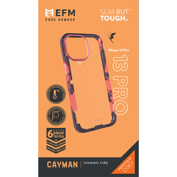 EFM Cayman Case Armour with D3O Crystalex For iPhone 13 Pro (6.1") - Thermo Fire-Thermo Fir