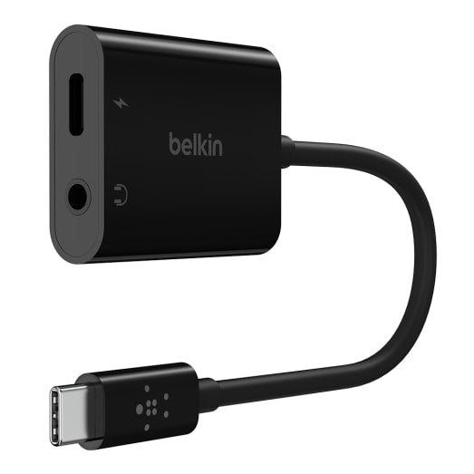 Belkin ROCKSTAR - 3.5mm Audio plus USB-C Charge Adapter - Black