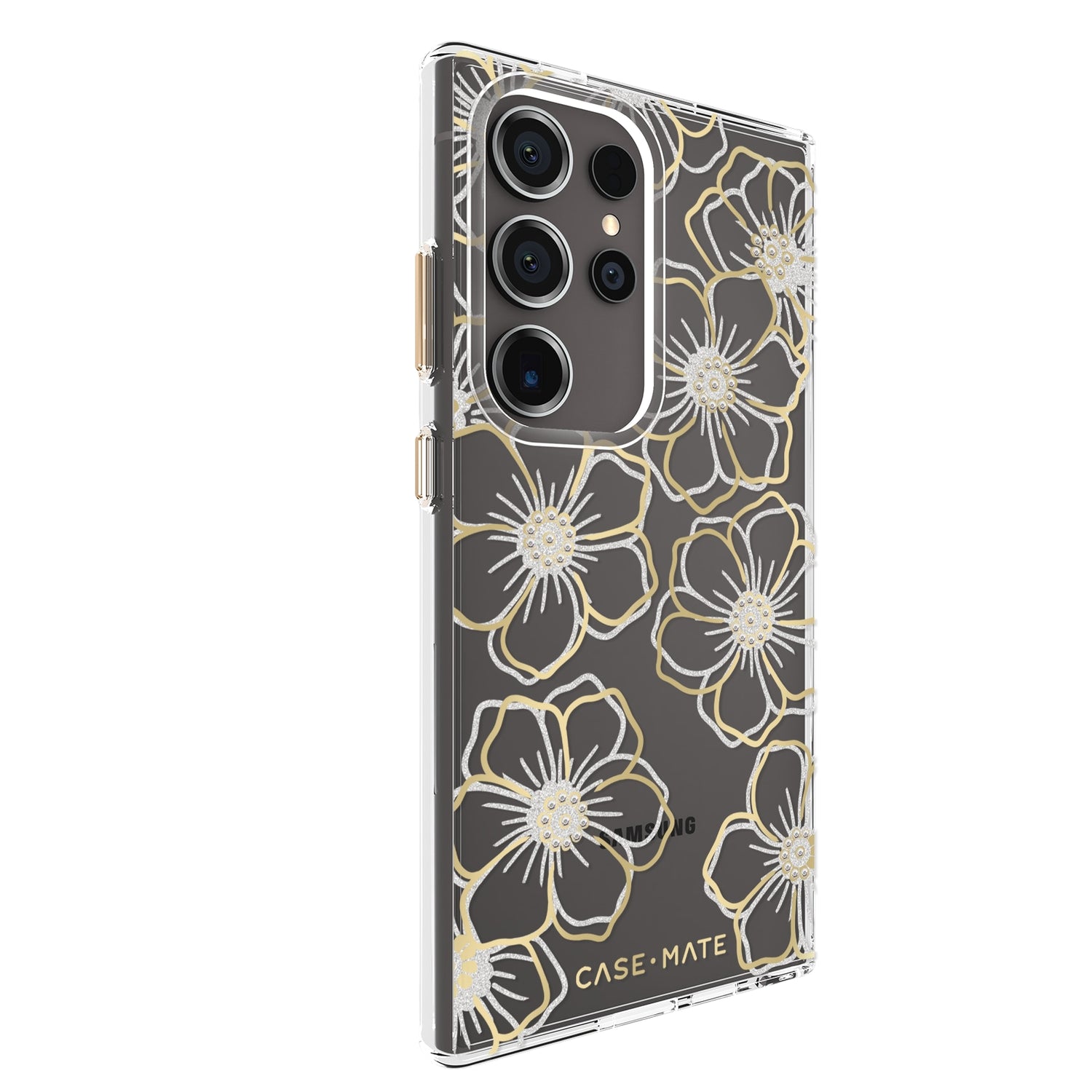 Case-Mate Floral Gems Case - For Samsung Galaxy S24 Ultra - Gold