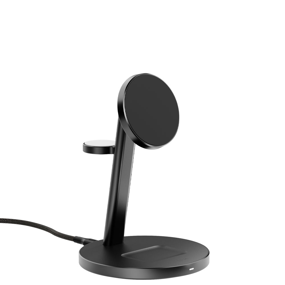 EFM Qi2 Trio Wireless Charge Stand - With 5W MFi Apple Watch Charge Pad