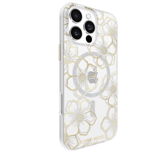 Case-Mate Floral Gems MagSafe Case - For iPhone 16 Pro Max - Gold - Clear/ Gold