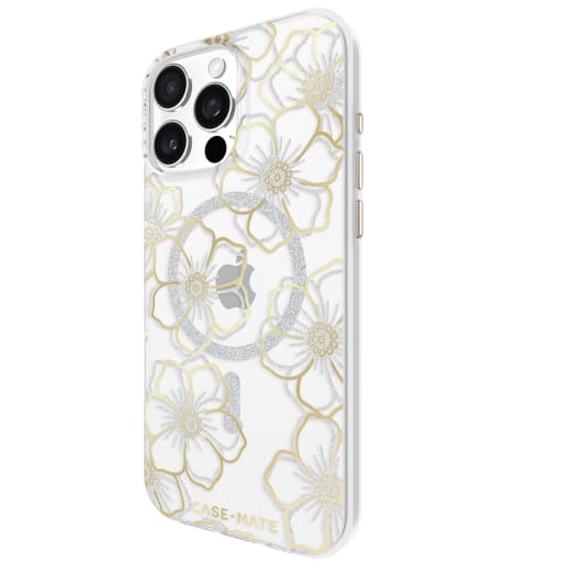 Case-Mate Floral Gems MagSafe Case - For iPhone 16 Pro Max - Gold - Clear/ Gold