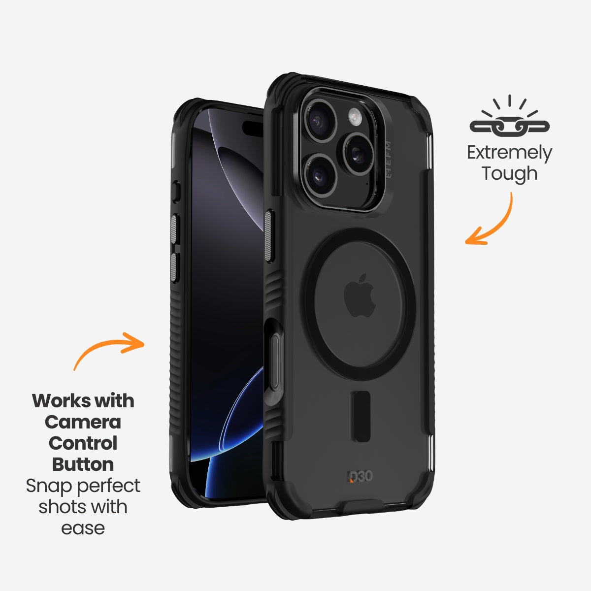 EFM Cayman Case with D3O Bio - For iPhone 16 Pro Max - Carbon