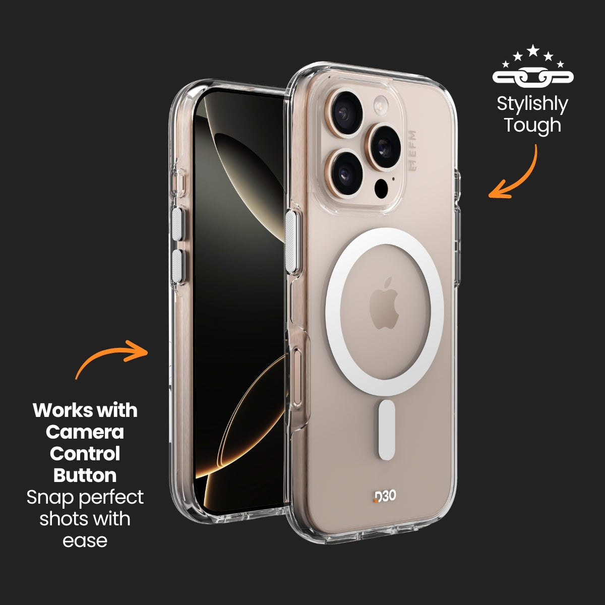 EFM Aspen Case with D3O Bio - For iPhone 16 Pro - Clear