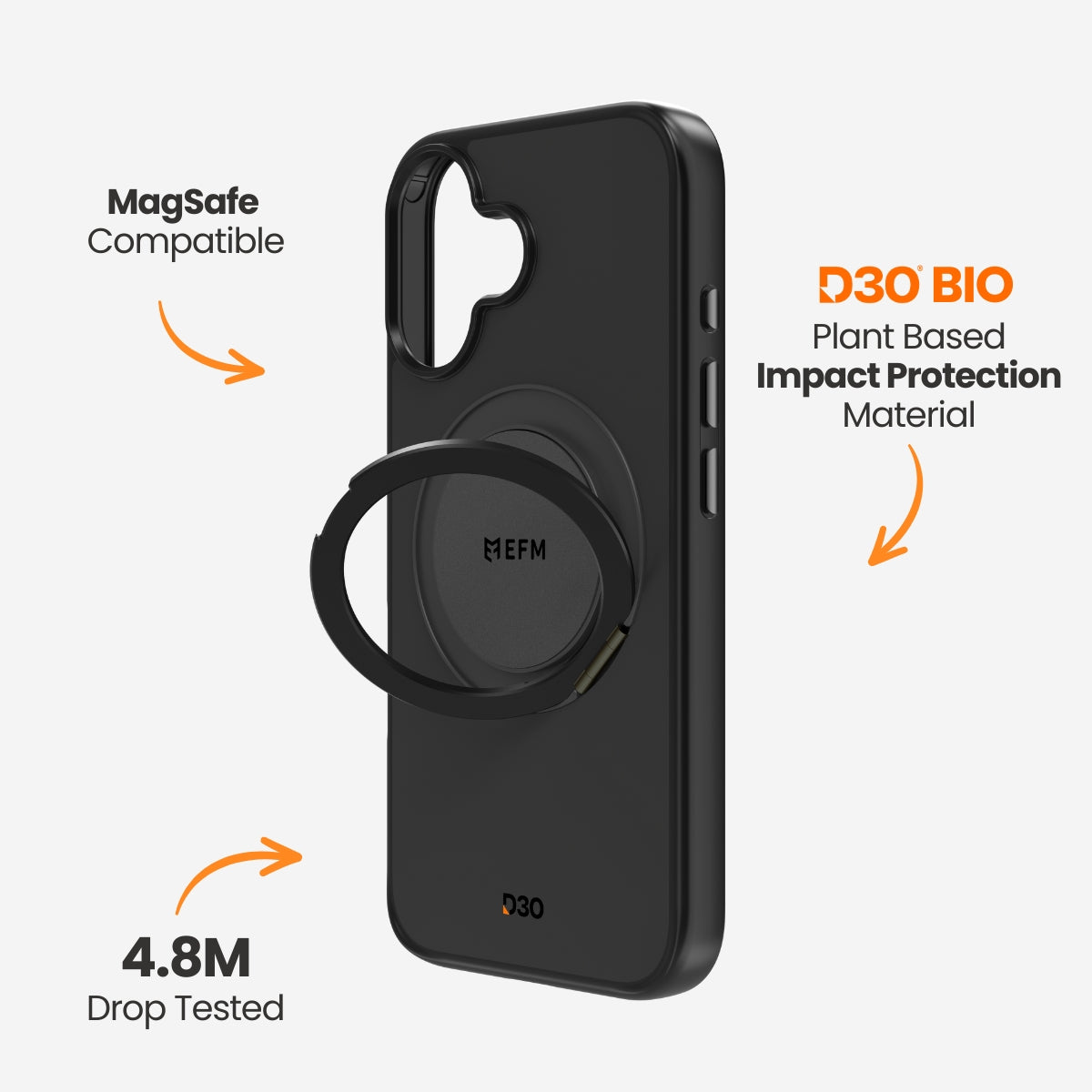 EFM Alta Case with D3O Bio - For iPhone 16 - Black