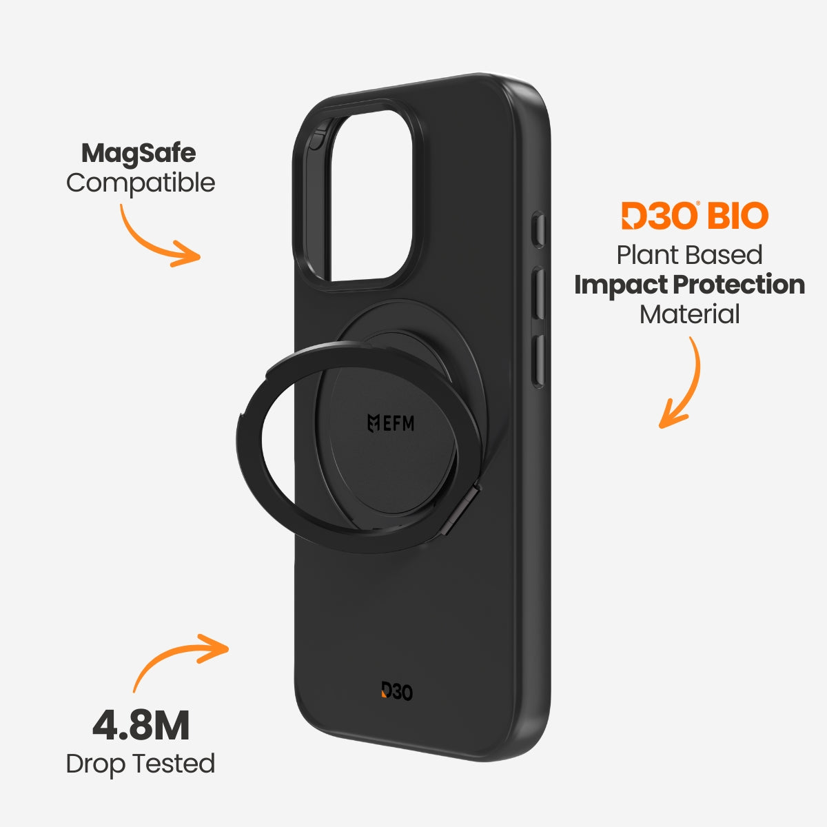 EFM Alta Case with D3O Bio - For iPhone 16 Pro Max - Black