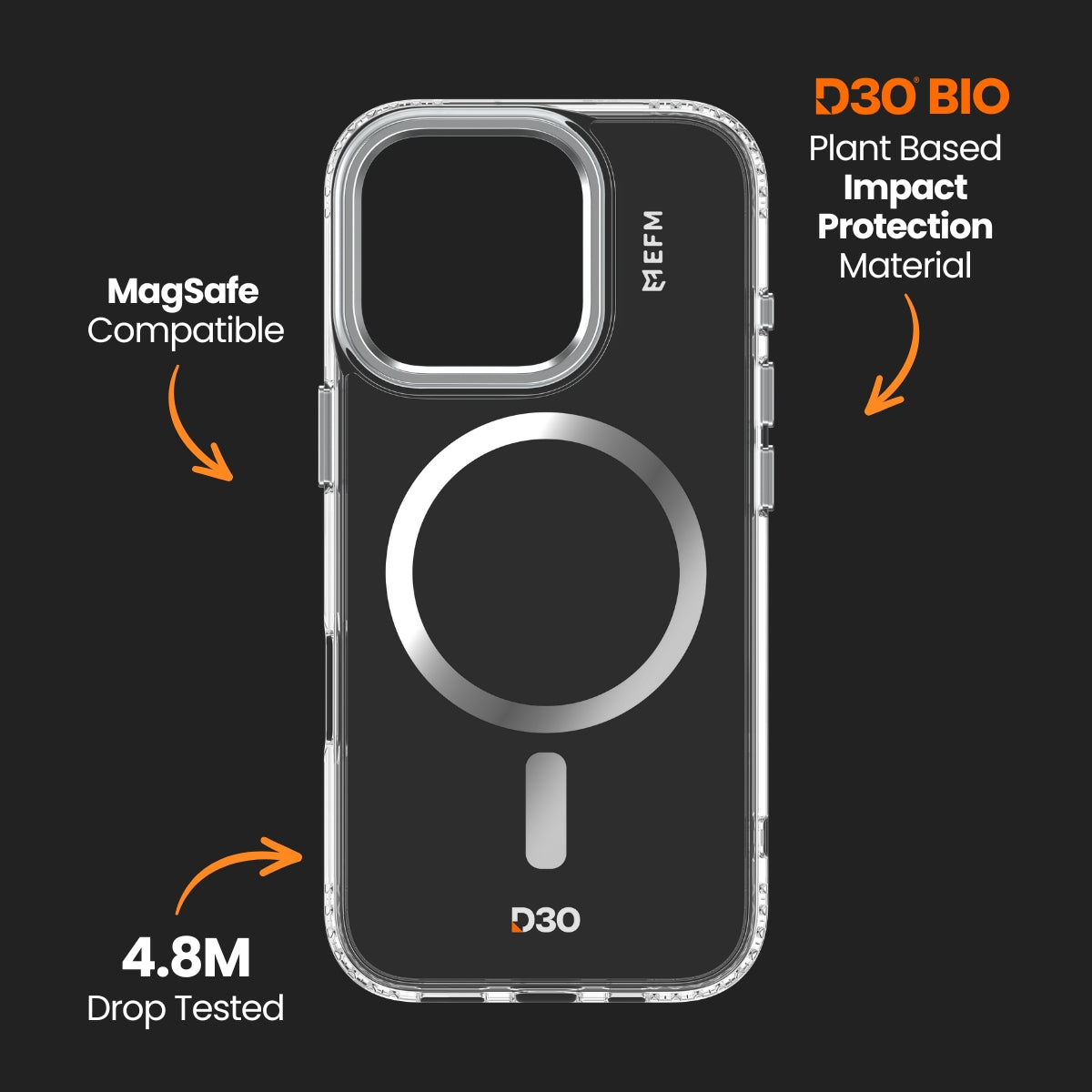 EFM Volta Case with D3O Bio - For iPhone 16 Pro Max - Clear
