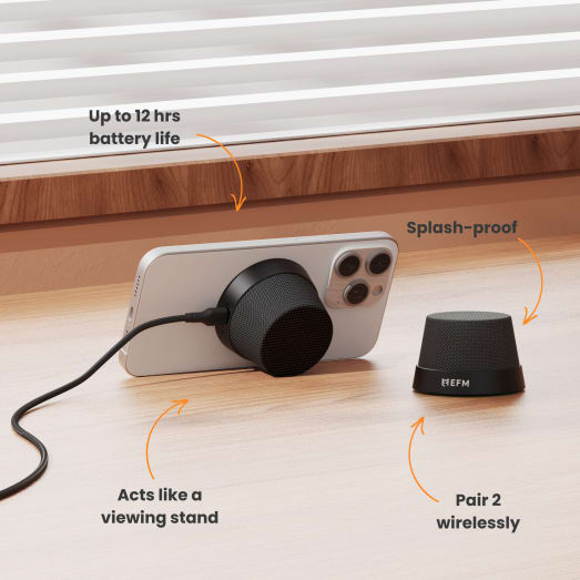 EFM Cloudbreak Mag Pro Bluetooth Speaker - With MagSafe Compatibility and 10W Wireless Charging - Charcoal