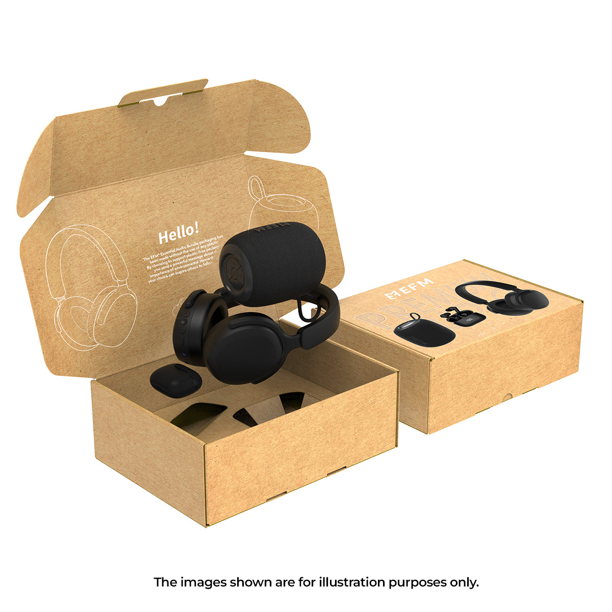 EFM Audio Essential Bundle - With Bluetooth Speaker  Headphones and TWS Earbuds