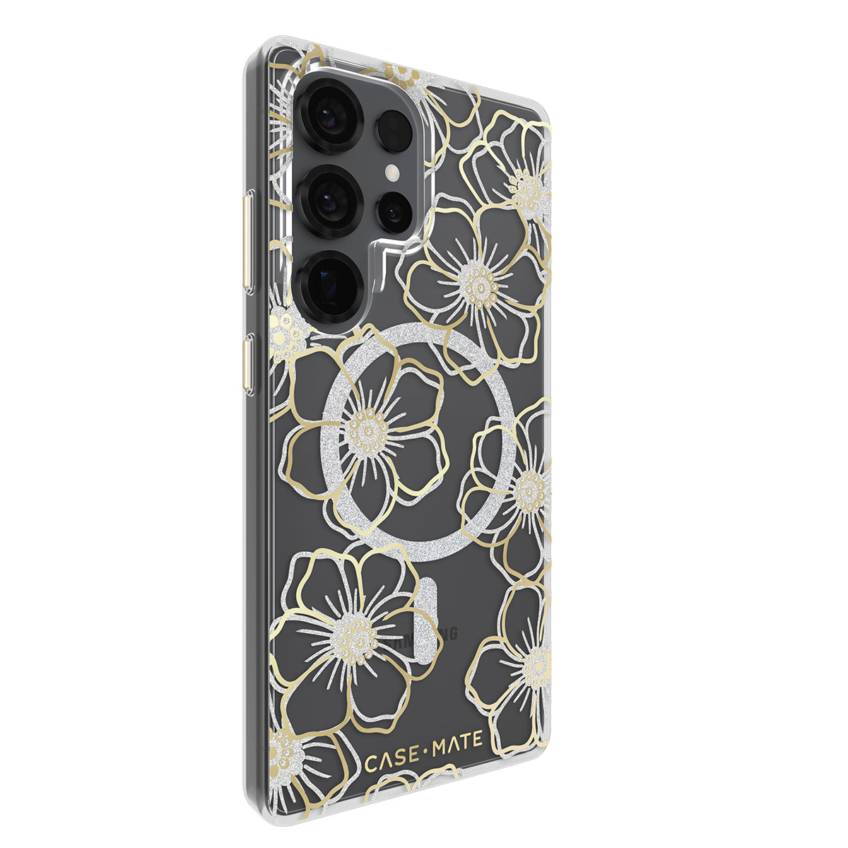 Case-Mate Floral Gems Case  - For Samsung Galaxy S25 Ultra - Gold w/ Magnet