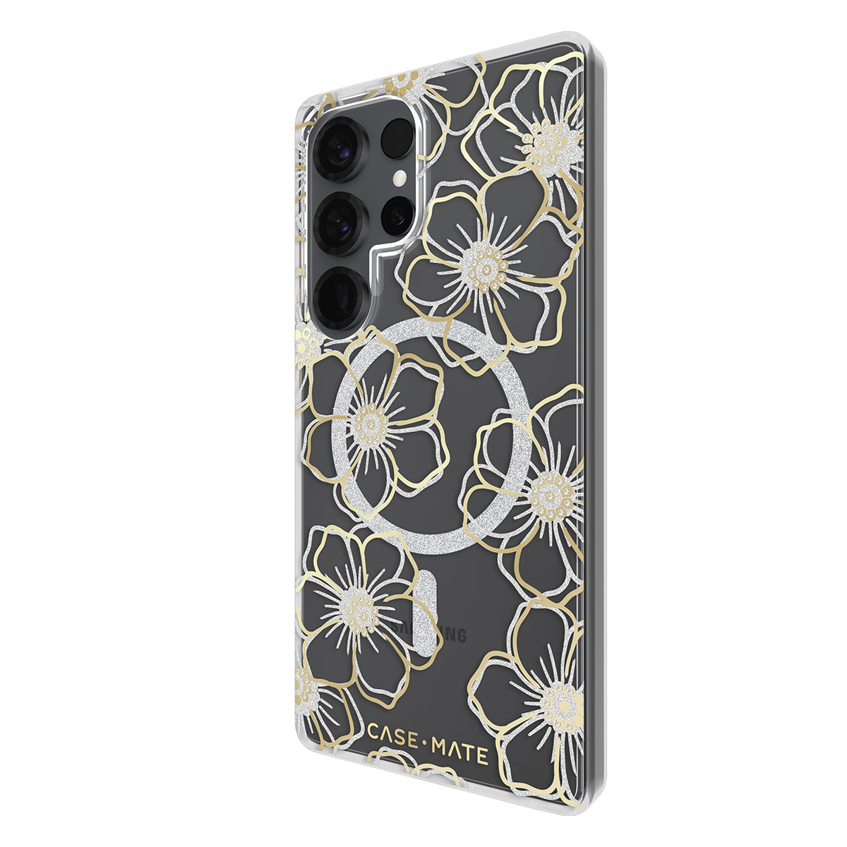 Case-Mate Floral Gems Case  - For Samsung Galaxy S25 Ultra - Gold w/ Magnet