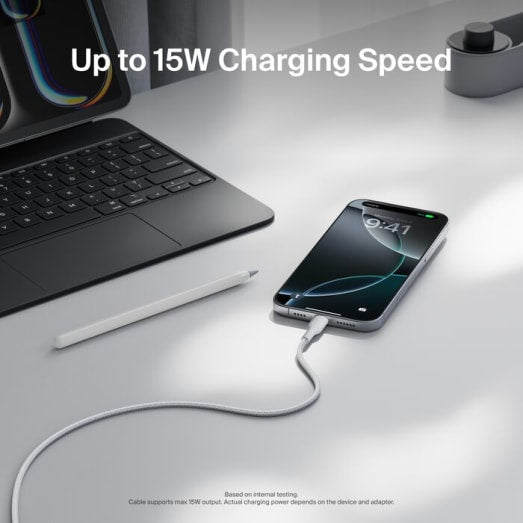 Belkin Boost Charge Pro USB-A to C - Braided Cable - 1m - Universally compatible - White