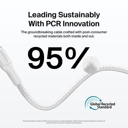 Belkin Boost Charge Pro USB-C to C 240W - Braided Cable - 1m - Universally compatible - White