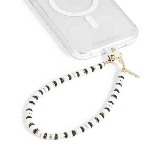 Case-Mate Anchor Card Phone Charm - Beaded Ivory and Onyx - White / Black