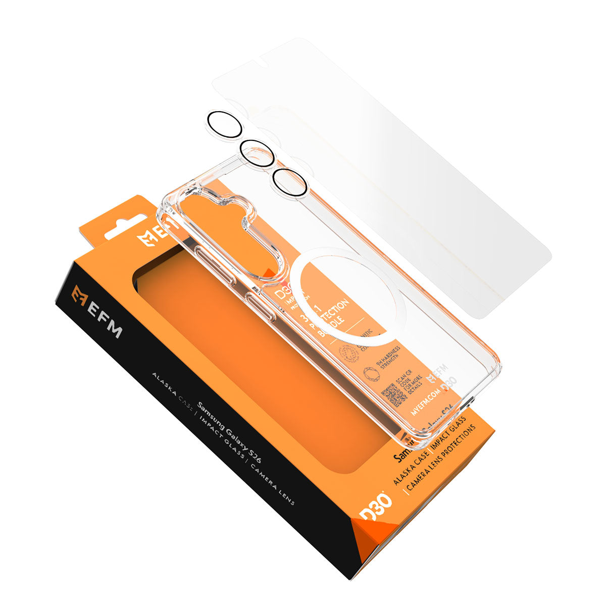 EFM 3-in1 D3O Case  Screen Protection and Camera Lens Protection Bundle - For Samsung Galaxy S26 - Clear