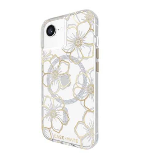 Case-Mate Floral Gems MagSafe Case - Suits iPhone 17e/16e/15/14/13 - Gold