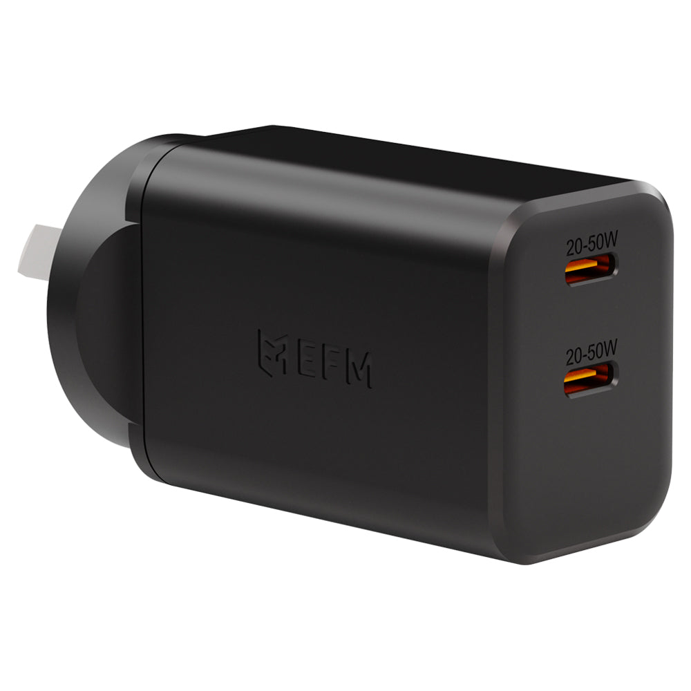 EFM ECO 50W Dual Port Wall Charger - With GaN  Power Delivery and PPS