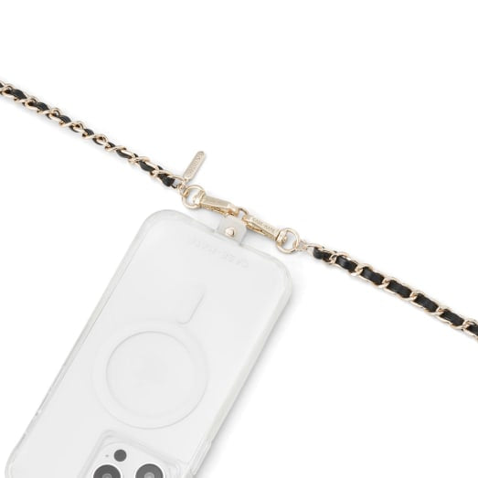Case-Mate Phone Crossbody - Gold Chain and Black Leather - Black / Gold