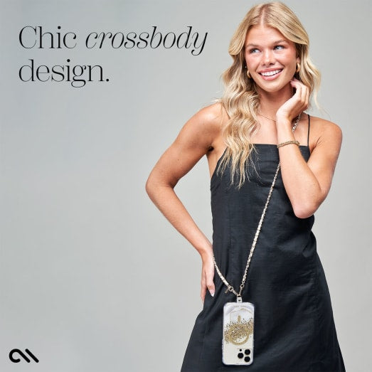 Case-Mate Phone Crossbody - Gold Chain and Cream Leather - Cream / Gold