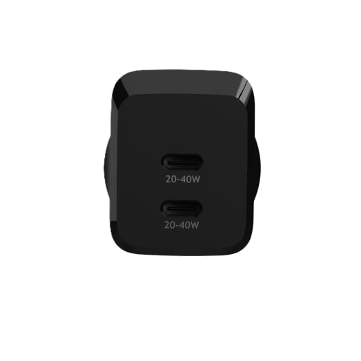 EFM ECO 40W Dual Port Wall Charger - With GaN  Power Delivery and PPS - Black