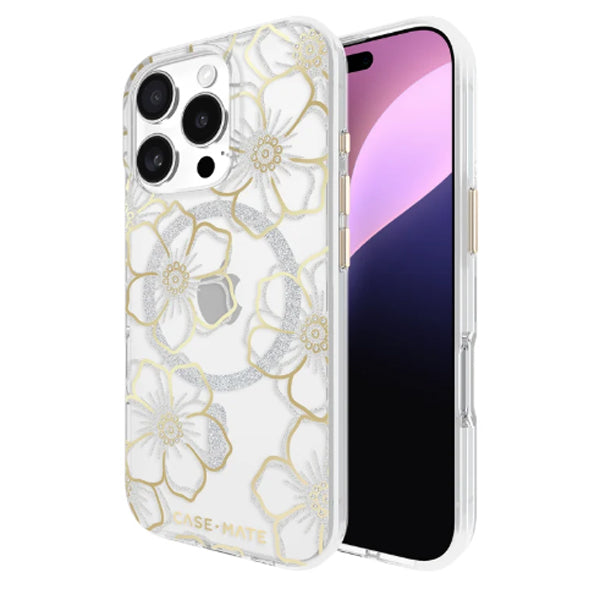 Case-Mate Floral Gems MagSafe Case For iPhone 16 Pro (6.3") - Gold