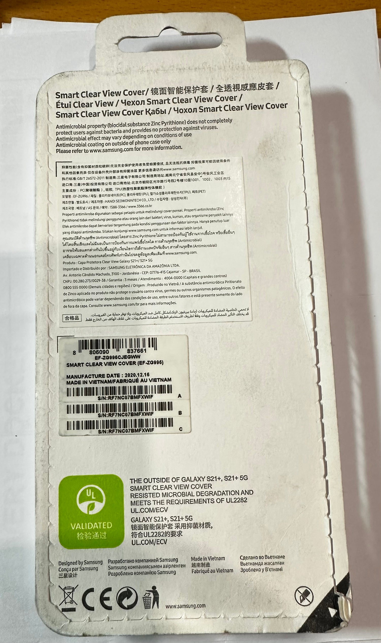 Opened case- Samsung Galaxy S21+ /S21+ 5G (6.7") Smart Clear View Cover EF-ZG996CJEGWW - Grey