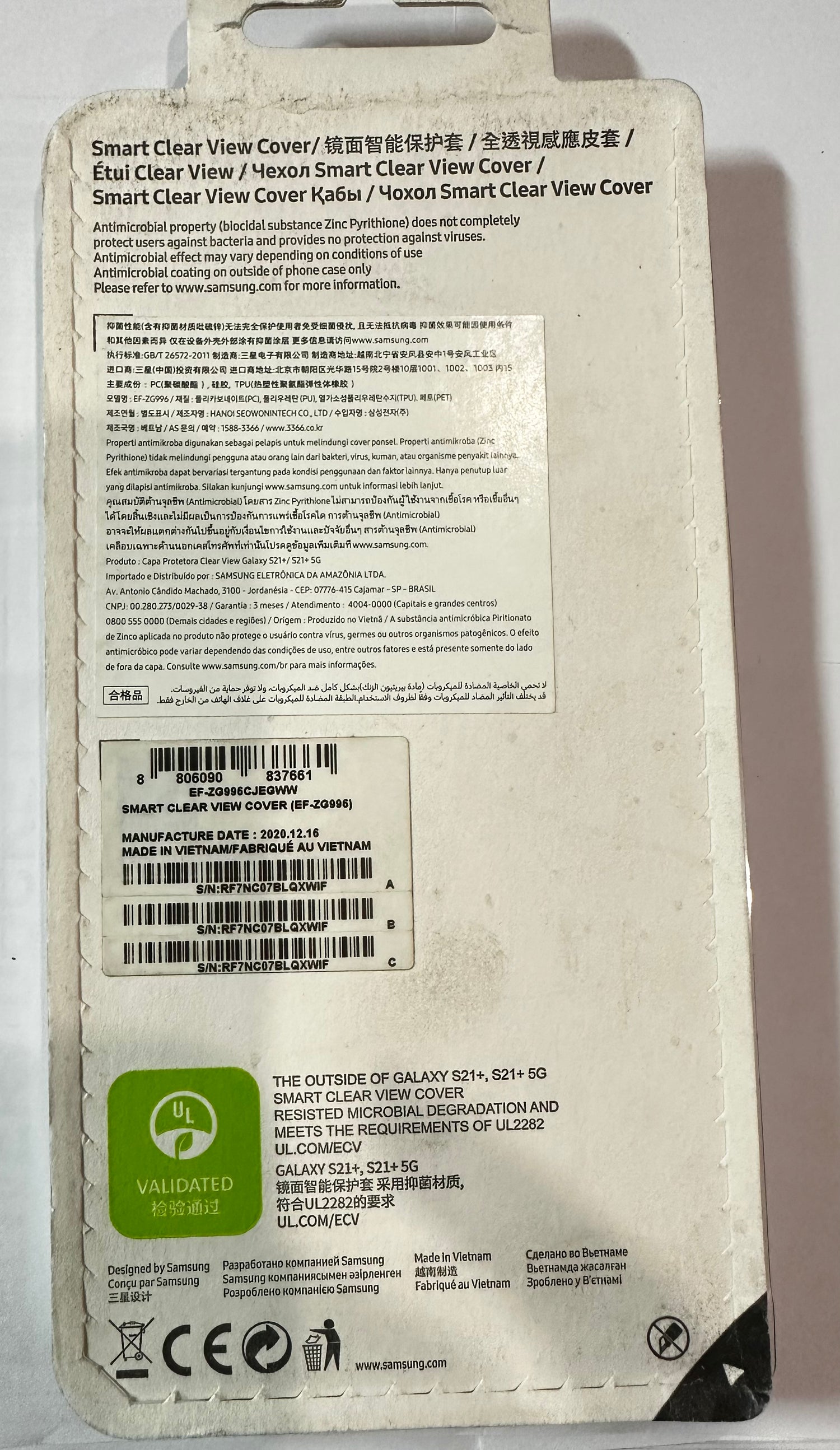 Opened case- Samsung Galaxy S21+ /S21+ 5G (6.7") Smart Clear View Cover EF-ZG996CJEGWW - Grey