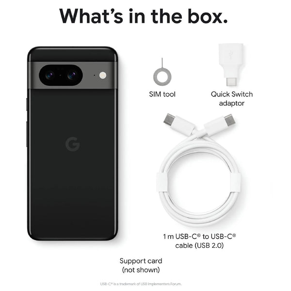 Google Pixel 8 5G 128GB - Obsidian Black (GA04803-AU)*AU STOCK* 6.2" OLED 120Hz 8GB/128GB 50MP/10.5MP Single SIM + eSIM 4575mAh 2YRW