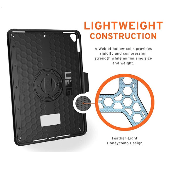 UAG Scout Apple iPad (10.2") (9th/8th/7th Gen) Handstrap Case - Black (12191H114040) DROP+ Military StandardPencil Holder360 - Degree Rotation