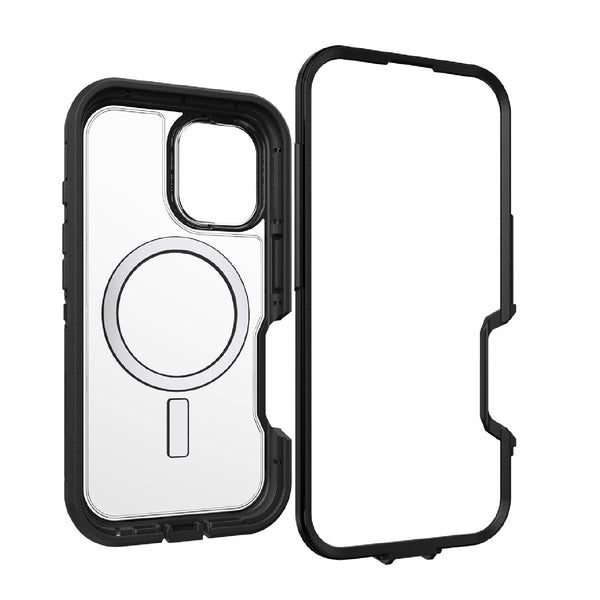 For iPhone 16 Series-OtterBox Defender XT MagSafe Case- Dark Side- Clear/Black