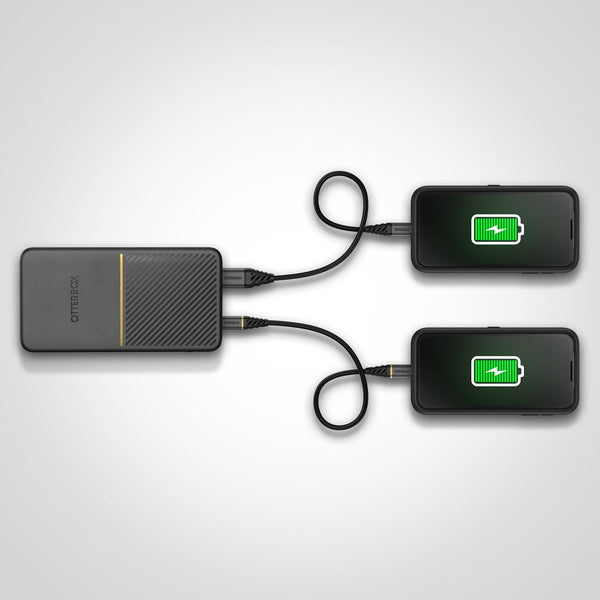 OtterBox Fast Charge Power Bank 20K mAh - Black (78-80642) Dual Port USB-C (18W) & USB-A (18W) Includes USB-C Cable (15CM) USB PD 2.0/3.0 Durable