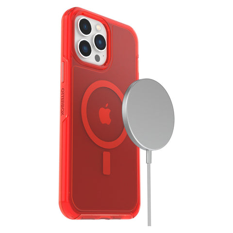 OtterBox Symmetry+ Clear MagSafe for iPhone 13/12 Pro Max  In The Red  Antimicrobial, DROP+ 3X Military Standard