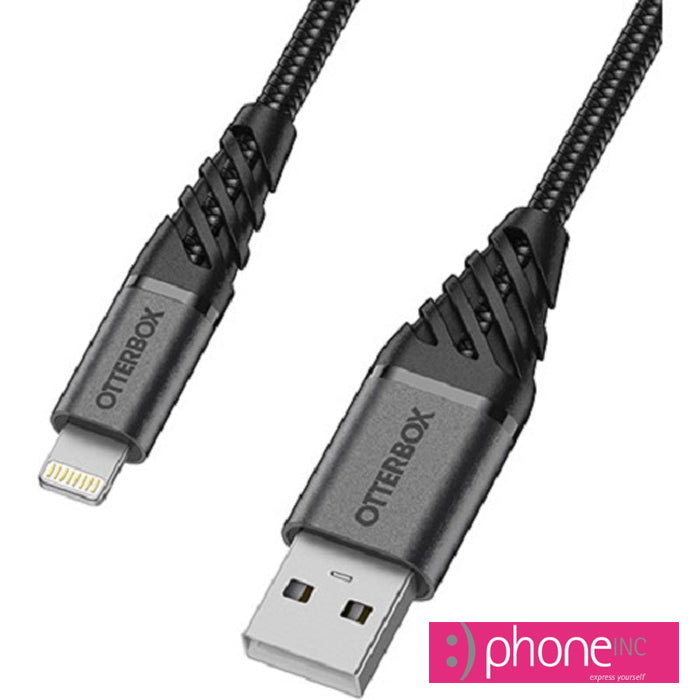 OtterBox Lightning to USB-A Premium Cable (1M) - Black, 3 AMPS (60W), WiFi,10K Bend/Flex, 480Mbps Transfer,Braided