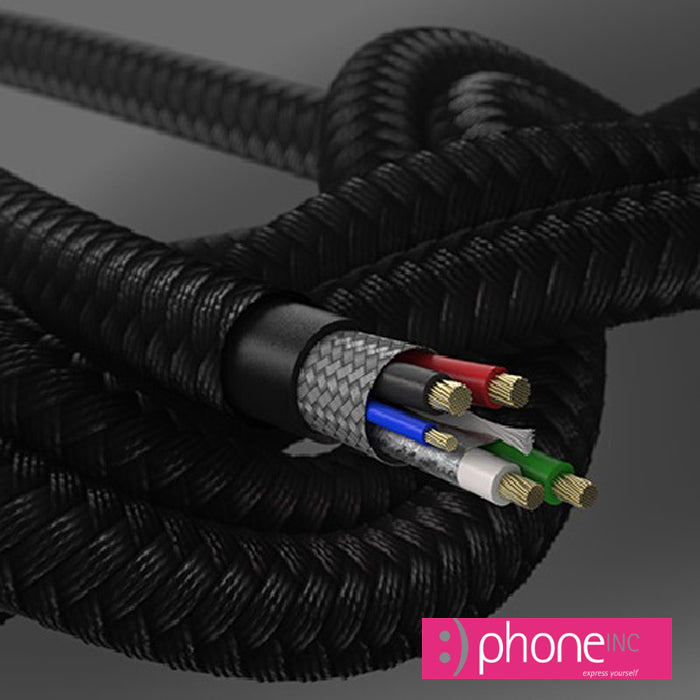 OtterBox Lightning to USB-A Premium Cable (1M) - Black, 3 AMPS (60W), WiFi,10K Bend/Flex, 480Mbps Transfer,Braided