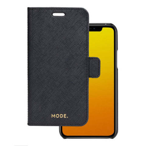 Mode New York - iPhone 11/XR (6.1") - Night Black 2-in-1 leather wallet + Magnetic Case