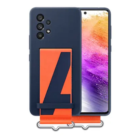 Samsung - Galaxy A73 5G (6.7") Samsung Silicone Cover with Strap Case - Navy or White