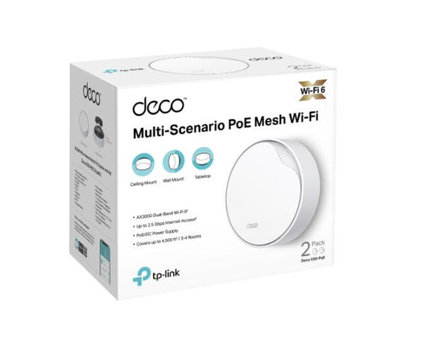 TP-Link Deco X50-PoE(2-pack) AX3000 Whole Home Mesh WiFi 6 System with PoE