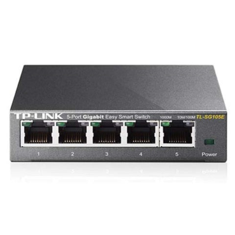 TP-Link TL-SG105E 5-Port Gigabit Desktop Easy Smart Switch 5 10/100/1000Mbps RJ45 Ports MTU/Port/Tag-based VLAN QoS IGMP Snooping