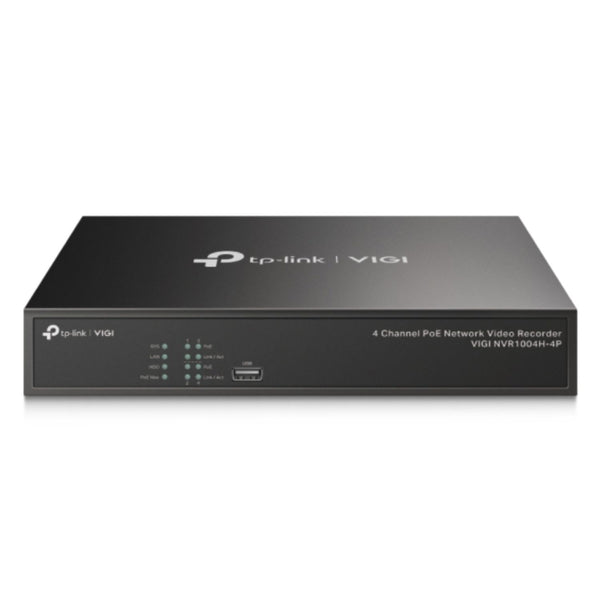 TP-Link VIGI NVR1004H-4P 4 Channel PoE+ Network Video Recorder 24/7 Continuous Recording 4K HDMI Video Output & 16MP Decoding (HDD Not Included)