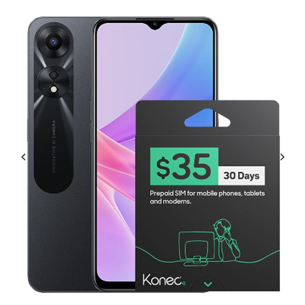 Konec Prepaid Bundle $35 SIM pack -OPPO A78 5G Glowing Black 6.56" 128GB 50MP CPH2483BLK