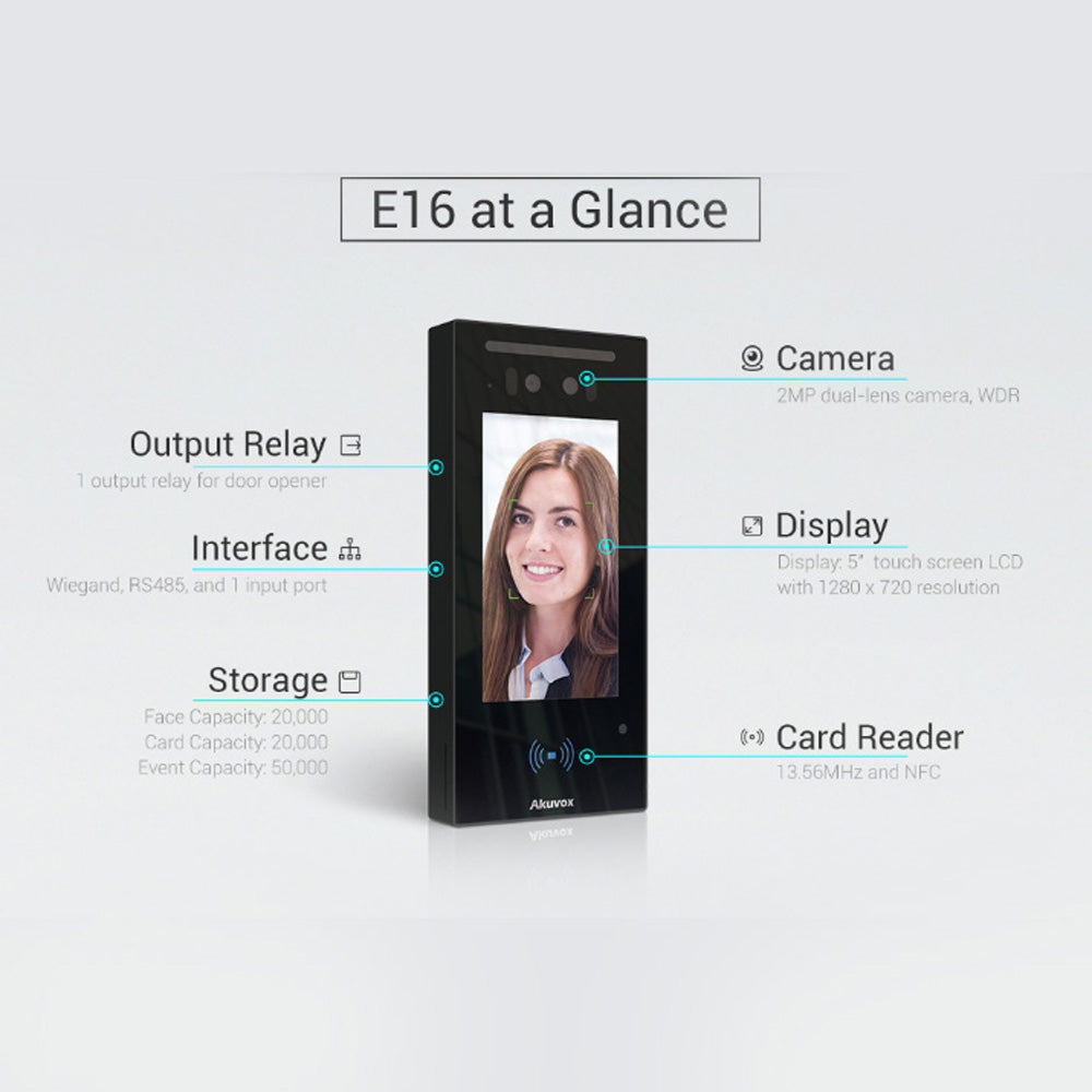 AKUVOX E16C SMART ACCESS CONTROL DEVICE WITH FACIAL RECOGNITION