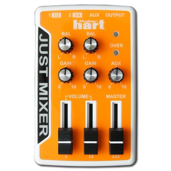 Maker hart JUST MIXER - Battery Operated 3 Stereo Channels Audio DJ Mixer 3.5mm Orange