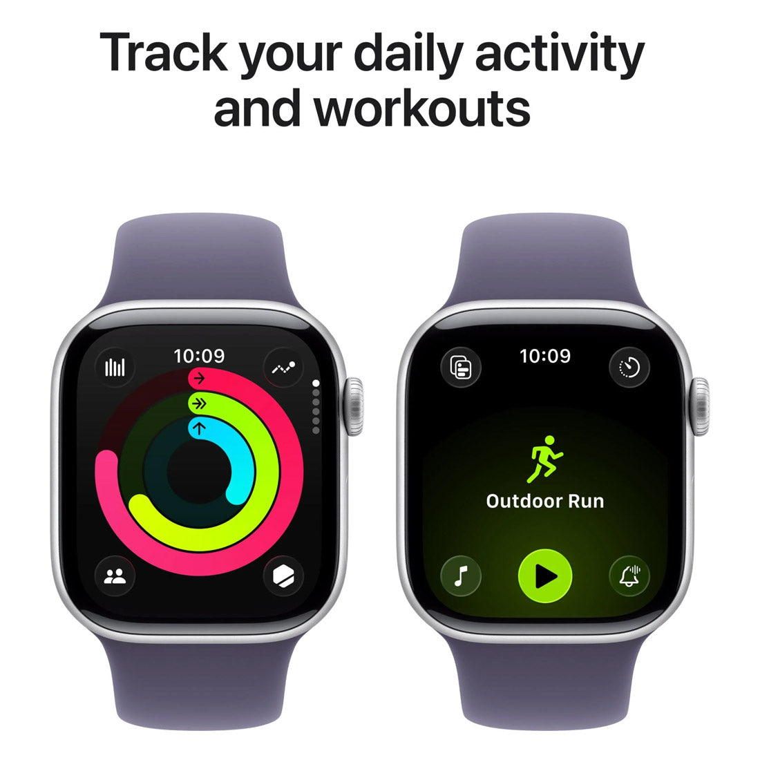 Apple Watch Series 11 GPS + Cellular 42mm Silver Aluminium Case w/ Purple Fog Sports Band (S/M)