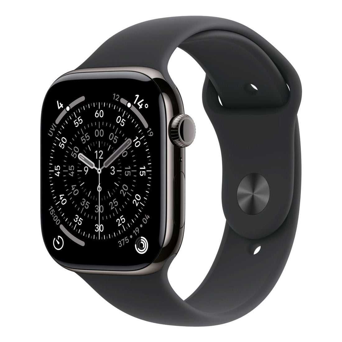 Apple Watch Series 11 GPS + Cellular 42mm Slate Titanium Case w/ Black Sports Band (M/L)