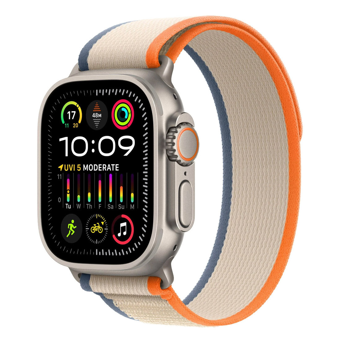 Apple Watch Ultra 2 GPS + Cellular 49mm Titanium w/ Orange/Beige Trail Loop - M/L
